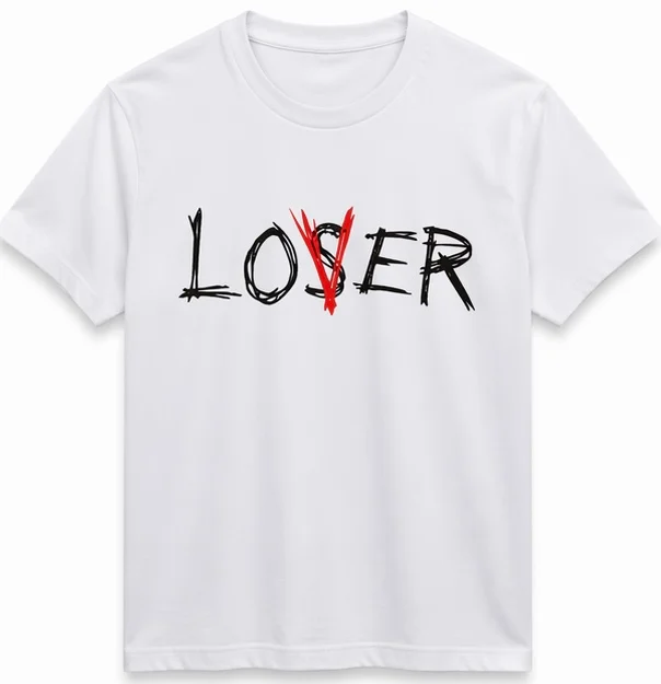 Men White Overthinker Graphic Printed Round Neck Cotton T-Shirt Men White IT Movie Inspired Loser Lover Graphic Printed Round Neck Cotton T-Shirt XXL image 5