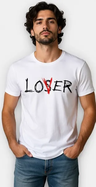 Men White Overthinker Graphic Printed Round Neck Cotton T-Shirt Men White IT Movie Inspired Loser Lover Graphic Printed Round Neck Cotton T-Shirt XXL thumbnail 2