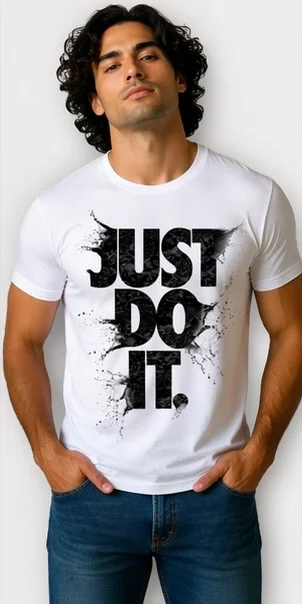 Men White Just Do It Typography Printed Slim Fit Cotton Round Neck T-Shirt Men White Just Do It Typography Printed L image 3