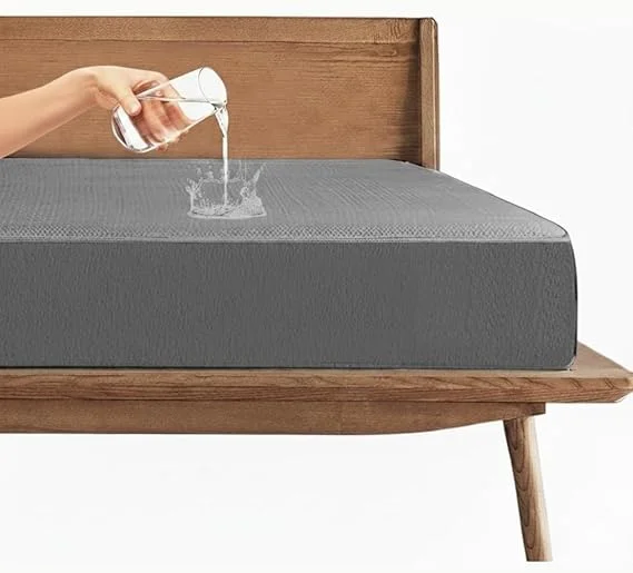 Trance 100% Waterproof Premium Mattress Protector King Size 78x72 Inches for Double Bed with Elastic Fitted Cotton Feel Terry Fabric Mattress Cover Fits Upto 10 Inch Mattress Grey image 1