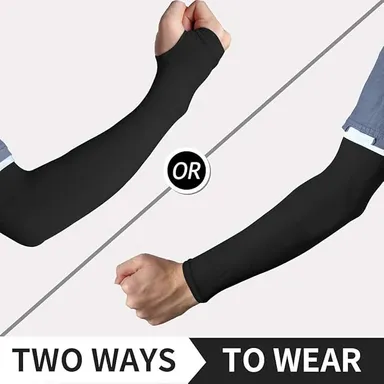 V.E UPF 50 UV Protection Arm Sleeves for Men & Women Breathable Stretch Arm Cover for Cycling Biking Cricket Golf Running Gym Driving Outdoor Sports Sun Protection Sleeves Black thumbnail 1