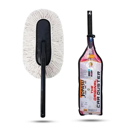Jopasu Car Duster with Paraffin Wax Treated Cotton Strands Scratch Free Lint Free Reusable Car Cleaning Duster Brush for Car Exterior Interior Dashboard Dry Dust Removal Tool image 1