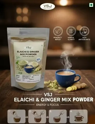 Elaichi & Ginger (Adrak) Mix Powder for Tea | Natural Chai Masala 50g thumbnail 1