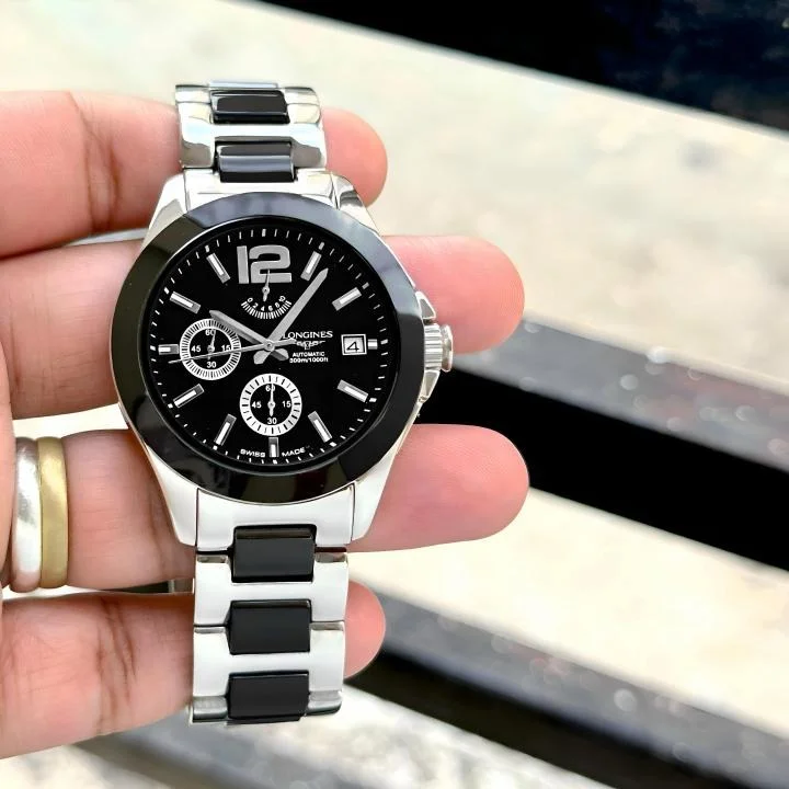 LONGINES Conquest Ceramic Automatic Swiss Luxury Men’s Watch 42mm Sapphire Crystal Stainless Steel Ceramic Bezel Sports Chronograph Wrist Watch image 1