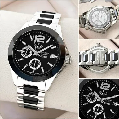 LONGINES Conquest Ceramic Automatic Swiss Luxury Men’s Watch 42mm Sapphire Crystal Stainless Steel Ceramic Bezel Sports Chronograph Wrist Watch thumbnail 2