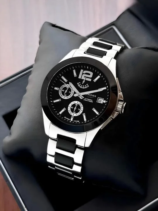 LONGINES Conquest Ceramic Automatic Swiss Luxury Men’s Watch 42mm Sapphire Crystal Stainless Steel Ceramic Bezel Sports Chronograph Wrist Watch image 2