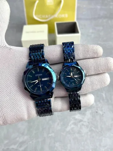 Citizen Classic Couple Eco-Drive Stainless Steel Analog Watch Set for Men & Women with Sapphire Crystal Premium Matching Pair Watches thumbnail 1