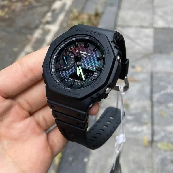 G-Shock GM-2100RW-1A Rainbow Dial Stainless Steel Analog Digital Men’s Watch with Octagonal Metal Bezel Shock Resistant 200M Water Resistant Premium CasiOak India Edition image 1