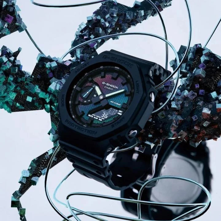 G-Shock GM-2100RW-1A Rainbow Dial Stainless Steel Analog Digital Men’s Watch with Octagonal Metal Bezel Shock Resistant 200M Water Resistant Premium CasiOak India Edition image 2