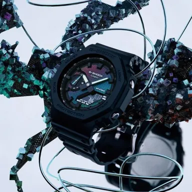 G-Shock GM-2100RW-1A Rainbow Dial Stainless Steel Analog Digital Men’s Watch with Octagonal Metal Bezel Shock Resistant 200M Water Resistant Premium CasiOak India Edition thumbnail 1