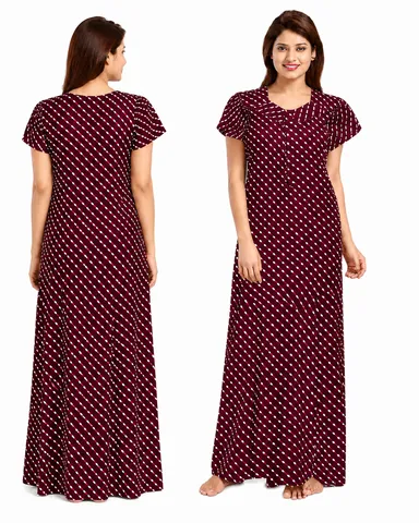 WOMEN Premium quality COTTON ZIPPER NIGHTY thumbnail 1
