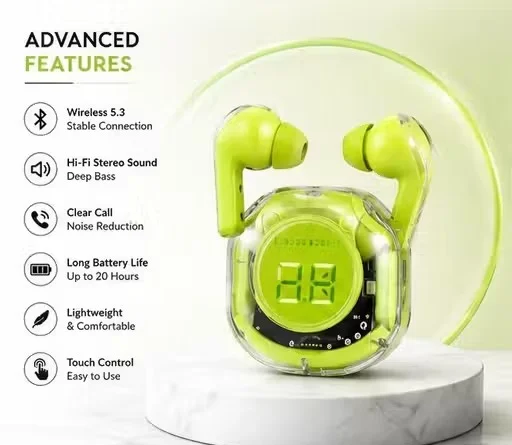 UltraPods Pro Wireless 5.0 True Wireless Bluetooth Earbuds with Charging Case, Touch Control, Built-In Microphone, Deep Bass Stereo Sound, HD Calling, LED Battery Display, Sweat Resistant TWS Headphones for Android & iPhone image 3