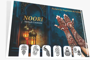 Noori Creation Reusable Mehndi Practice Book for Beginners & Professionals | Step-by-Step Henna Learning Workbook with Arabic Bridal Traditional Floral Design Patterns | Washable Mehndi Training Book for Hand Cone Practice Art Learning Guide thumbnail 1