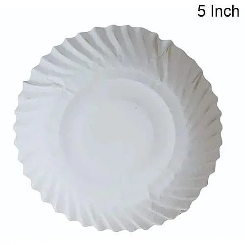SHATLI MEN BATLI WALE 5 Inch Disposable Paper Plates (50 Pcs) | Eco-Friendly Compostable Snack & Dessert Plates | Heavy Duty White Party Plates image 3