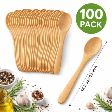Spoons 6 Inch (142mm) | Pack of 100 | Eco-Friendly Biodegradable Cutlery for Party, Catering & Daily Use thumbnail 1
