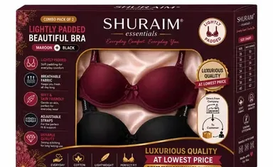 Women's Padded Seamless Non-Wired T-Shirt Bra Combo Pack of 2 (Maroon & Black) Maroon & Black Combo 28B thumbnail 0
