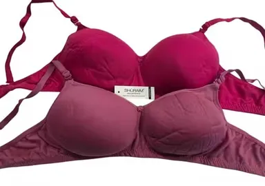 Women's Lightly Padded Non-Wired T-Shirt Bra Combo Pack of 2 (Rani & Maroon) Magenta & Onion Pink 32B thumbnail 0