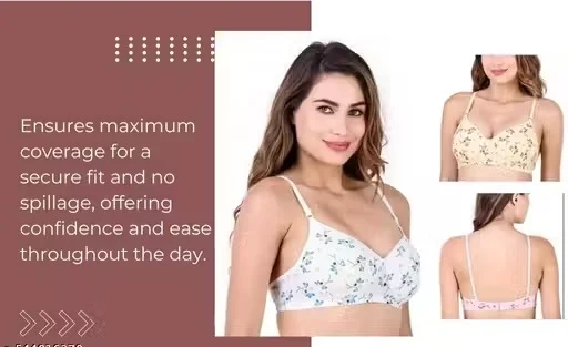 Beautiful Print Cotton Bra Combo Pack of 3 Beautiful Print Cotton Bra 36B image 2