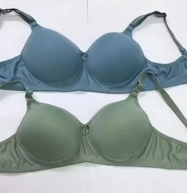 Women's Padded Seamless T-Shirt Bra Pack of 2 (Green & Blue) Green & Blue Padded Bra 32B thumbnail 0