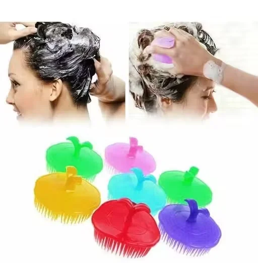 Scalp Massager Shampoo Brush Hair Washing Comb for Men & Women, Soft Plastic Shower Hair Cleaning Tool, Multicolor Pack of 2 image 4