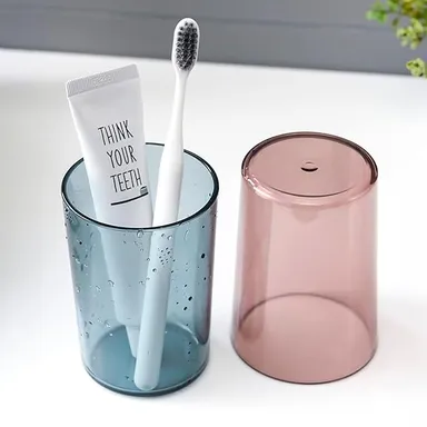 Kozykit Trends Wall Mounted Tooth Brush Holder for Bathroom with 3 Mouthwash Cups, Dustproof Multi-Compartment Toothbrush Organizer, Self-Adhesive Bathroom Storage Rack for Toothbrush, Toothpaste, Razor & Daily Essentials thumbnail 1