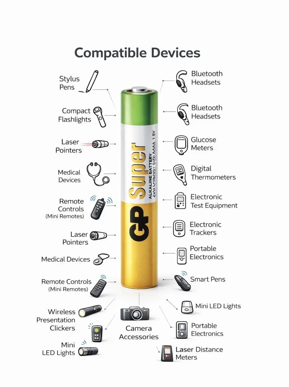 GP AAAA 1.5V Compact Alkaline Power Cell Battery for Stylus Pens, Bluetooth Devices, Remote Controls and Electronic Gadgets image 3