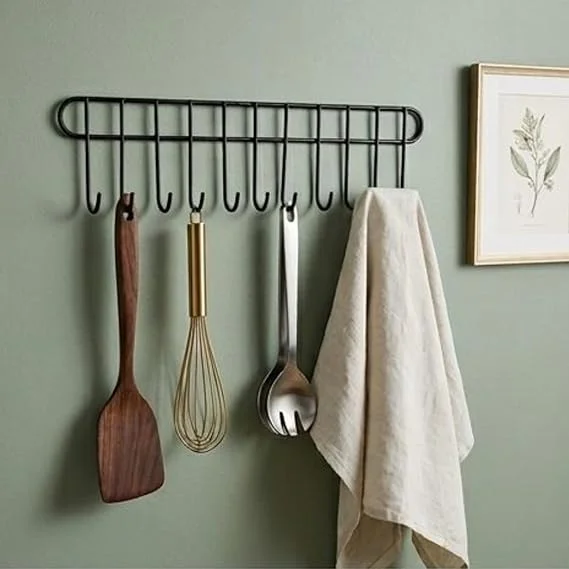 Carbon Metal Over Door Hook Hanger for Clothes Storage, Heavy Duty No Drilling Door Hooks Organizer for Bathroom Bedroom Kitchen Wardrobe Towel Bag Coat Hanging Rack Space Saving Home Organizer image 1