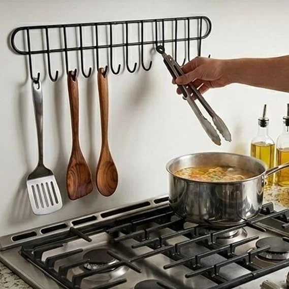 Carbon Metal Over Door Hook Hanger for Clothes Storage, Heavy Duty No Drilling Door Hooks Organizer for Bathroom Bedroom Kitchen Wardrobe Towel Bag Coat Hanging Rack Space Saving Home Organizer image 4