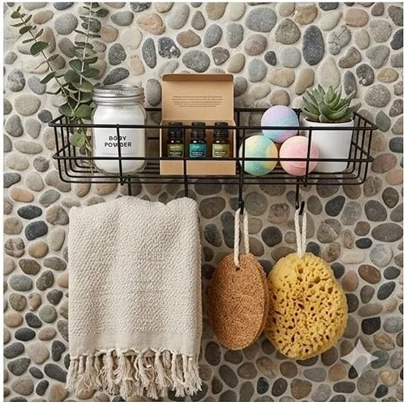 Self Adhesive Bathroom Shelf for Wall Pack of 2 Black Bathroom Organiser Without Drill Rust Resistant Wall Mounted Bathroom Rack for Shampoo Soap Toiletries Kitchen Storage Shelf Corner Bathroom Accessories Home Organisation image 4