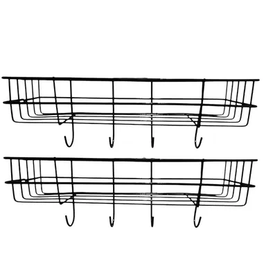 Self Adhesive Bathroom Shelf for Wall Pack of 2 Black Bathroom Organiser Without Drill Rust Resistant Wall Mounted Bathroom Rack for Shampoo Soap Toiletries Kitchen Storage Shelf Corner Bathroom Accessories Home Organisation thumbnail 1