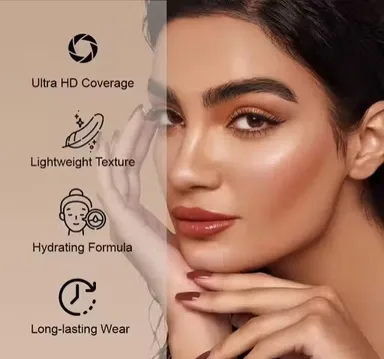 Flawless Matte Finish Liquid Foundation | Oil-Free Full Coverage Makeup 40ml thumbnail 1