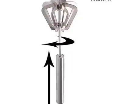 Stainless Steel Hand Push Whisk & Blender | Power-Free Semi-Automatic Egg Beater, Frother & Stirrer Pack of 2 thumbnail 1