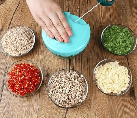 Plastic Manual Vegetable Chopper for Kitchen 900 ml Multi Colour Onion Cutter Onion Chopper Hand Pull String Food Cutter for Onion Tomato Garlic Salad Veggies Quick Easy Chopping Tool image 4