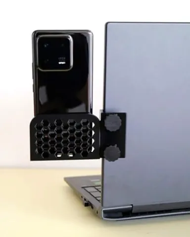 3D Printed Adjustable Black Smartphone Monitor & Laptop Screen Phone Holder Stand Clip Mount for Hands-Free Viewing, Video Calls & Productivity Setup thumbnail 4