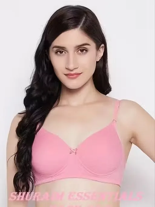 Women Lightly Padded Non Wired T-Shirt Bra Combo Pack of 2 (Pink & Black) Women Bra 28B Pink Black Combo Pack of 2 36B image 2