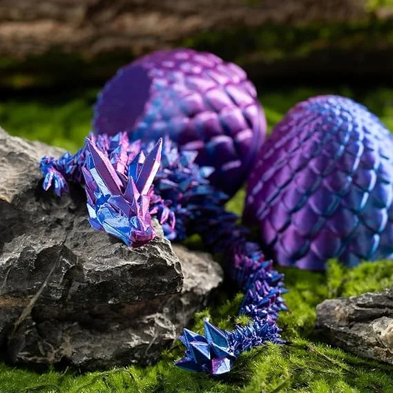 3D Printed Flexi Dragon Egg Toy Multicolor Fantasy Dinosaur Figurine Showpiece for Home Decor Tabletop Kids Adults Feng Shui Vastu Lucky Gift Collectible Decor Item image 2