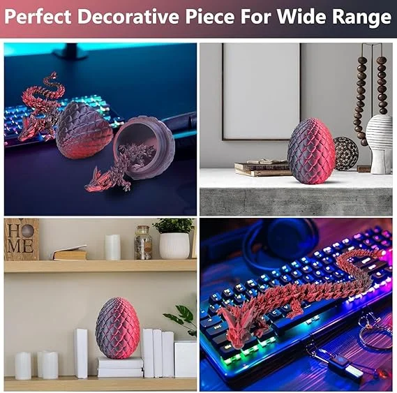 3D Printed Flexi Dragon Egg Toy Multicolor Fantasy Dinosaur Figurine Showpiece for Home Decor Tabletop Kids Adults Feng Shui Vastu Lucky Gift Collectible Decor Item image 4