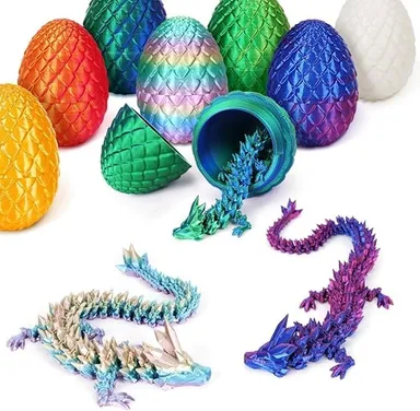 3D Printed Flexi Dragon Egg Toy Multicolor Fantasy Dinosaur Figurine Showpiece for Home Decor Tabletop Kids Adults Feng Shui Vastu Lucky Gift Collectible Decor Item thumbnail 2