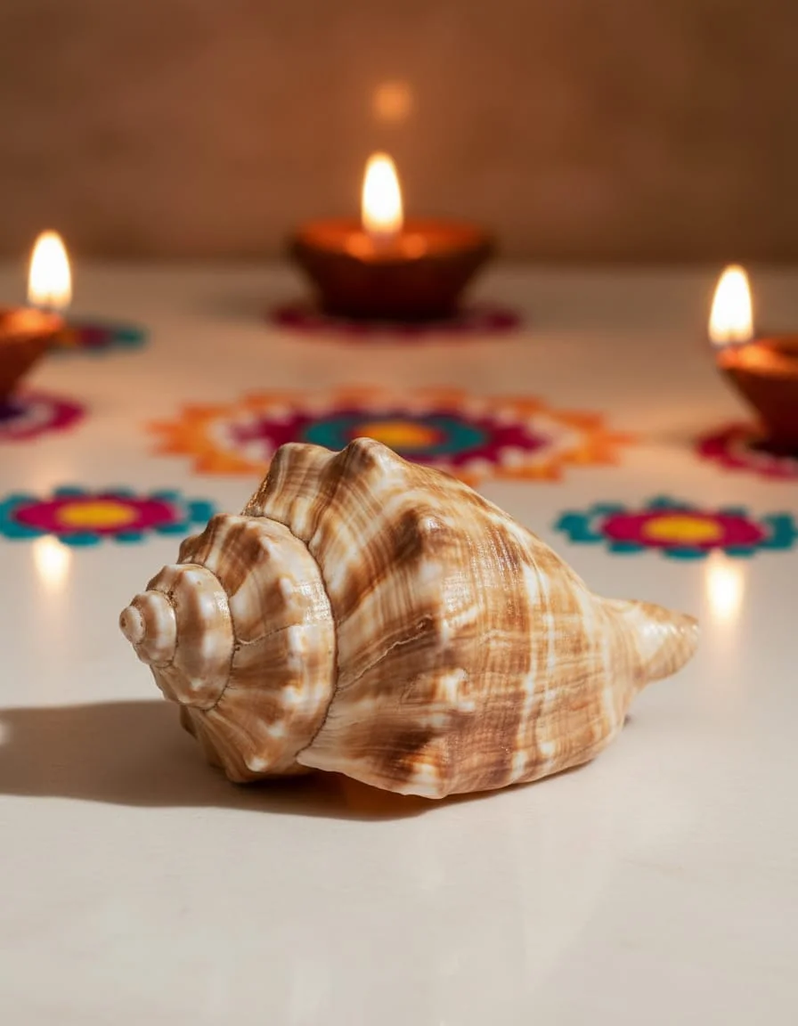 Natural Brown Shankh (Conch Shell) for Puja, Vastu & Spiritual Rituals | Decorative Sacred Shankh image 1