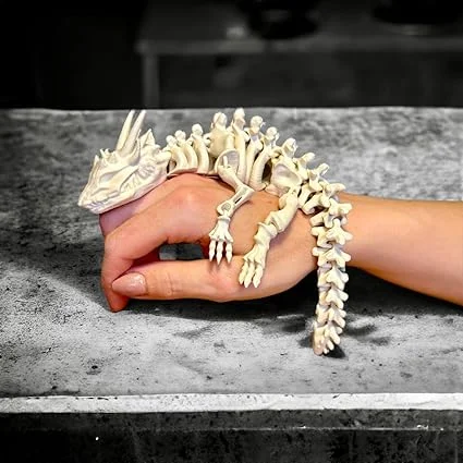 Articulated Skeleton Dragon 3D Printed Fantasy Dragon Figurine Fully Posable Flexible Fidget Toy Gothic Dragon Collectible Model Desk Decor Display Ornament Halloween Gift for Dragon Lovers Kids Teens Adults image 2