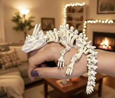 Articulated Skeleton Dragon 3D Printed Fantasy Dragon Figurine Fully Posable Flexible Fidget Toy Gothic Dragon Collectible Model Desk Decor Display Ornament Halloween Gift for Dragon Lovers Kids Teens Adults thumbnail 2