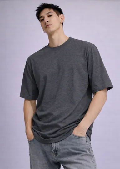 Men's Casual Plain Black Short Sleeve Tee | Relaxed Fit Streetwear Crewneck Top Grey S thumbnail 0