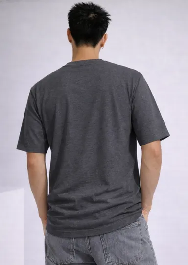 Men's Casual Plain Black Short Sleeve Tee | Relaxed Fit Streetwear Crewneck Top Grey XXL thumbnail 1