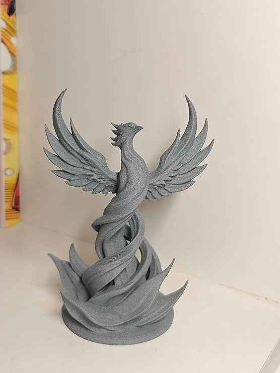 Spiral Phoenix Marble Finish 3D Printed Figurine Decorative Sculpture Statue 16 cm Tabletop Ornament for Home Decor Living Room Office Desk Shelf Display Fantasy Bird Collectible Gift Showpiece image 2