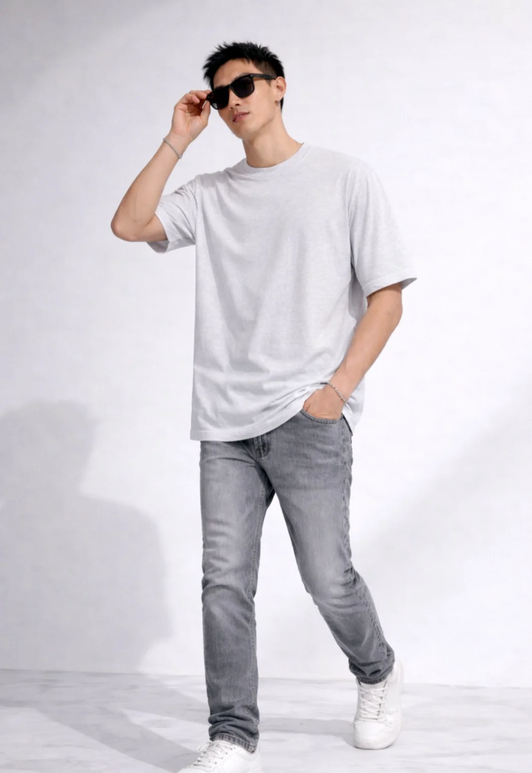 Men T-Shirt, Grey Melange T-Shirt, Oversized T-Shirt, Cotton T-Shirt, Round Neck T-Shirt, Casual Wear, Men's Fashion, Half Sleeve T-Shirt Grey Melange XL image 3