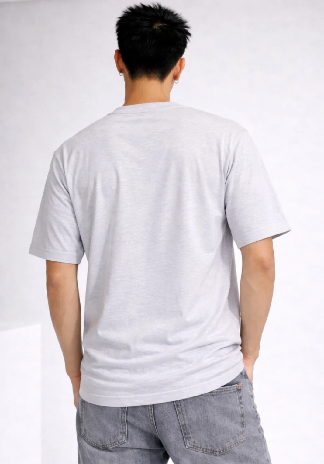 Men T-Shirt, Grey Melange T-Shirt, Oversized T-Shirt, Cotton T-Shirt, Round Neck T-Shirt, Casual Wear, Men's Fashion, Half Sleeve T-Shirt Grey Melange XL image 2