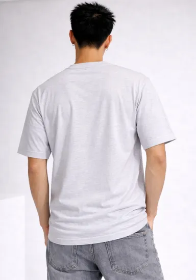 Men T-Shirt, Grey Melange T-Shirt, Oversized T-Shirt, Cotton T-Shirt, Round Neck T-Shirt, Casual Wear, Men's Fashion, Half Sleeve T-Shirt Grey Melange XXL thumbnail 1