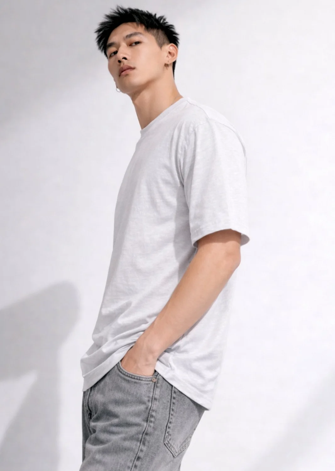 Men T-Shirt, Grey Melange T-Shirt, Oversized T-Shirt, Cotton T-Shirt, Round Neck T-Shirt, Casual Wear, Men's Fashion, Half Sleeve T-Shirt Grey Melange XXL image 3