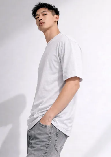 Men T-Shirt, Grey Melange T-Shirt, Oversized T-Shirt, Cotton T-Shirt, Round Neck T-Shirt, Casual Wear, Men's Fashion, Half Sleeve T-Shirt Grey Melange XXL thumbnail 2