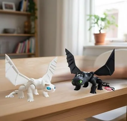 Light Fury Dragon Figurine Fully Articulated Poseable White Dragon Toy 3D Printed PLA Dragon Collectible Flexible Action Figure Fantasy Dragon Decor Desktop Display Model Gift for Kids Collectors Dragon Lovers image 2